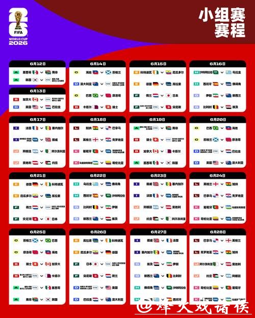 2026世界杯赛程一览